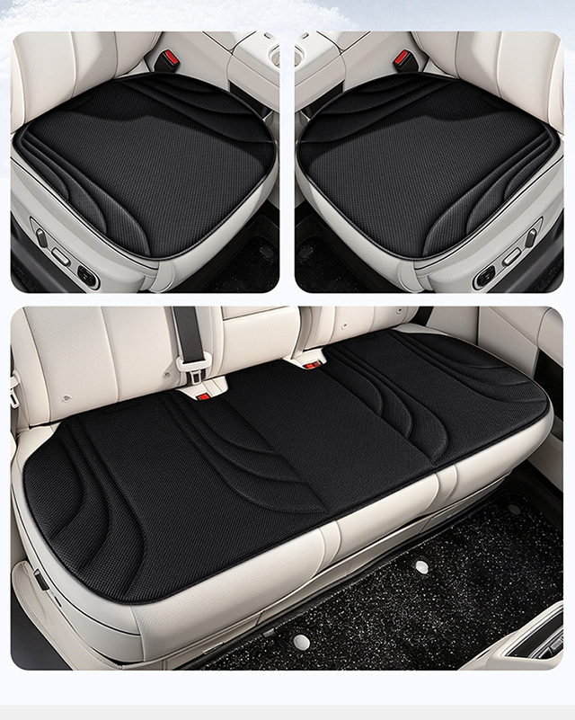 Car Seat Cushion Seaweed Fiber Seat Cover Set, No-Tie Three-Piece Set, Thickened Seat Cushion Cover, Non-Slip and Breathable for Car Use