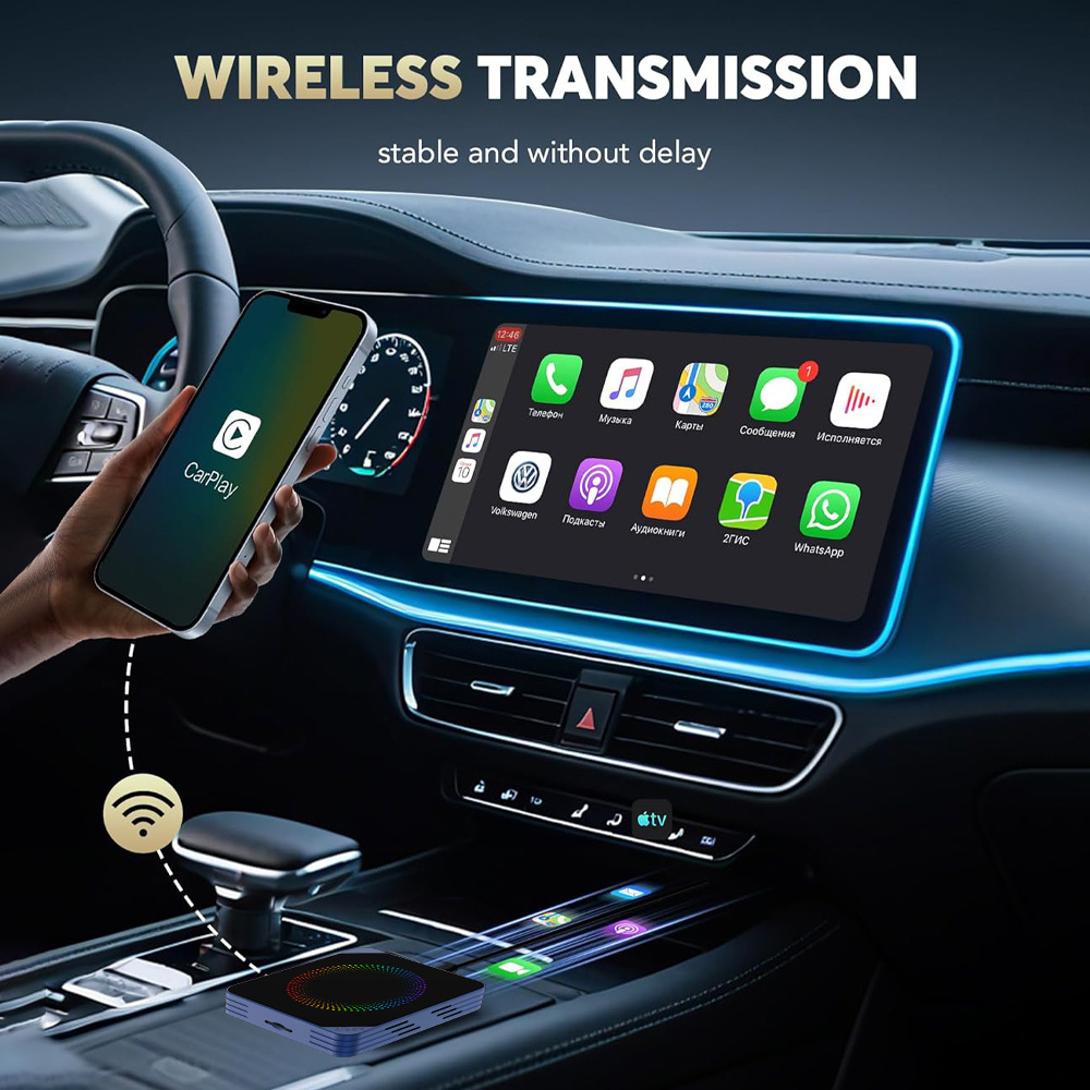 Al012 Car Wired to Wireless Three-in-One AIBOX Cross-Border New CarPlay Smart Interconnection Portable Box