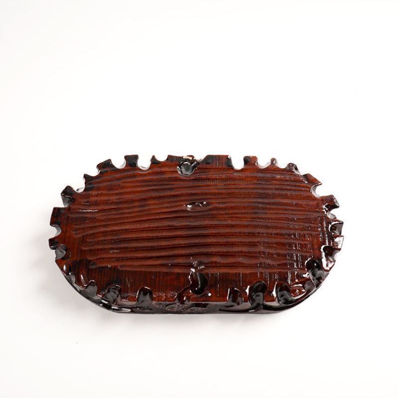 Ornamental stone base solid wood shelf flower pot ornament bottom bracket root carving wooden odd stone wooden bracket oval base