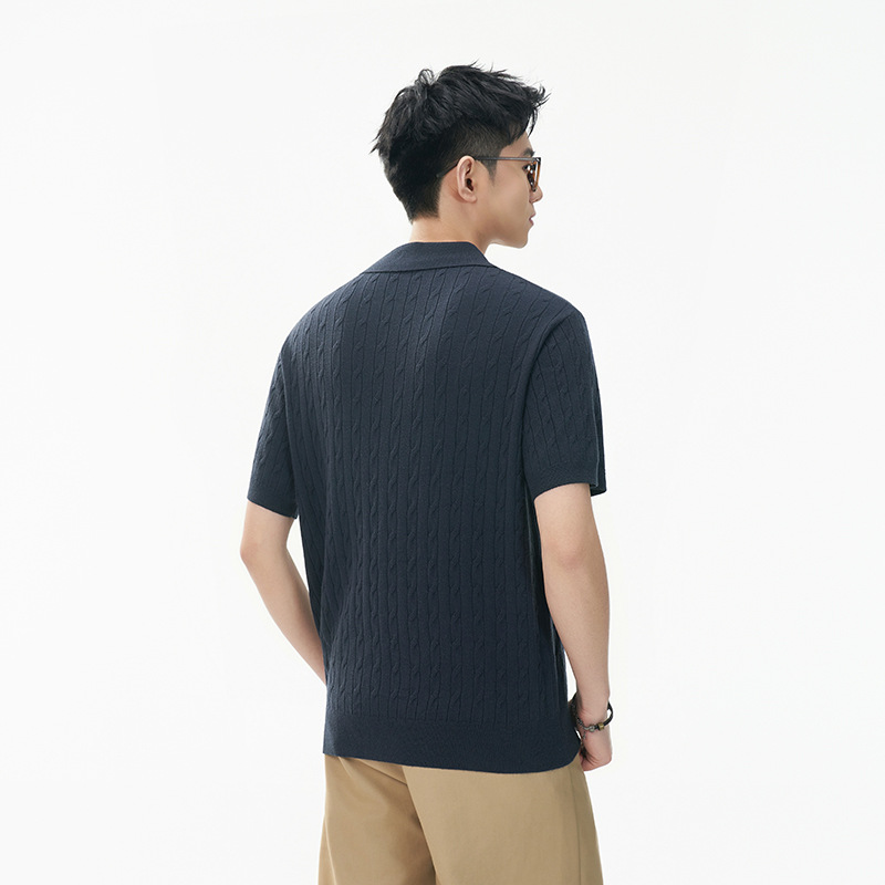 ZF8108-MM衫时尚高级T恤上衣美式麻花纹翻领针织短袖POLO男装,男装针织衫/毛衣,星座614