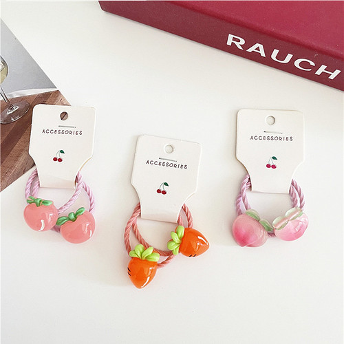 2 pieces of 1 card, Korean version of children's translucent fruit hair ties, new style that does not hurt hair, baby girl's hair, rubber band, headband