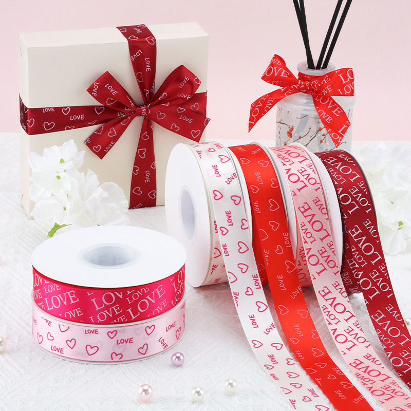 HUAXI AMOR pequeño amor flor embalaje cinta diy regalo de San Valentín decoración cinta de flores ramo cinta de flores