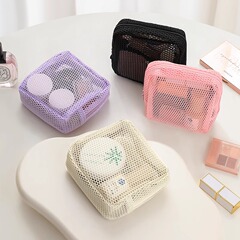 新しいドーパミン無地豆腐バッグ大容量ポータブルメッシュ口紅収納化粧品バッグメッシュ生理用ナプキンバッグ
