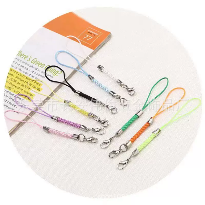 彩色diy手机挂绳上双圈彩色绳玉米编织绳短U盘公仔创意礼品配件