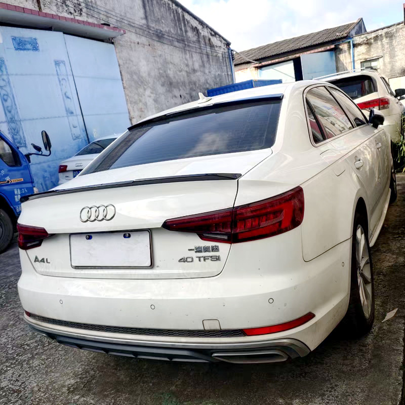 Suitable for 2017-2023 Audi A4L models, this blade-style, painted decorative exterior trim features a fixed spoiler design that requires no drilling