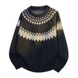 2026秋季青少年运动宽松圆领针织衫腈纶透气厚款罗纹底摆长袖上衣，男装针织衫/毛衣，星座614