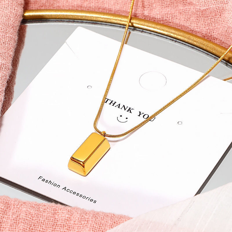 De Acero de titanio de las mujeres de color preservando oro ladrillo de plata ladrillo de oro barra sólida regalo nacimiento año collar Luz de lujo accesorios de las mujeres a juego