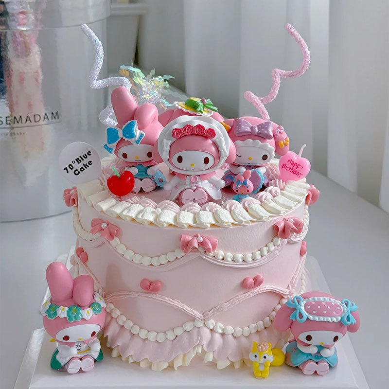三丽鸥蛋糕装饰美乐蒂蛋糕装饰摆件美乐蒂女孩粉色生日蛋糕插牌件|undefined