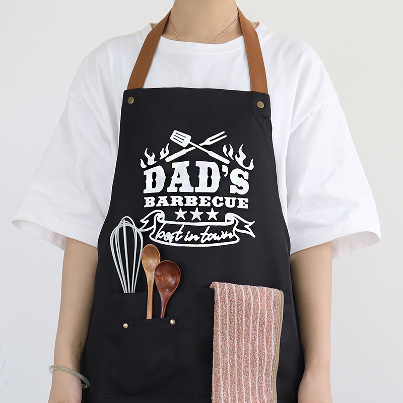 Delantal de poliéster explosivo transfronterizo logotipo personalizado cuello halter color de contraste jardinería ajustable restaurante mono delantal de cocina