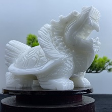 阿富汗龙龟摆件白玉玉石怪兽汉白玉长寿龟客厅博古架礼品工艺品