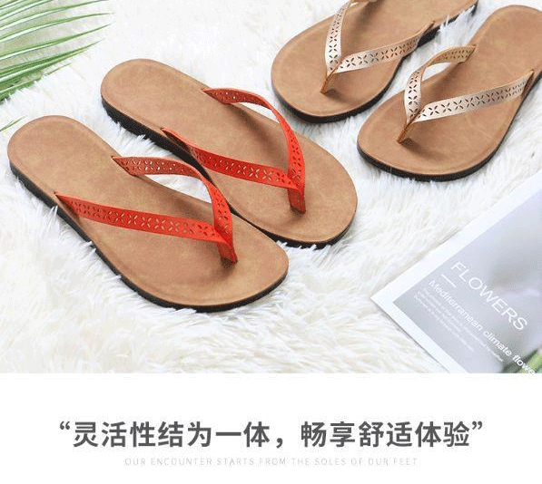 Dép lê nữ quai ngang đế bệt thoáng khí phong cách Hàn Quốc đi ngoài trời mùa hè — Màu cam, Màu vàng chi tiết 15