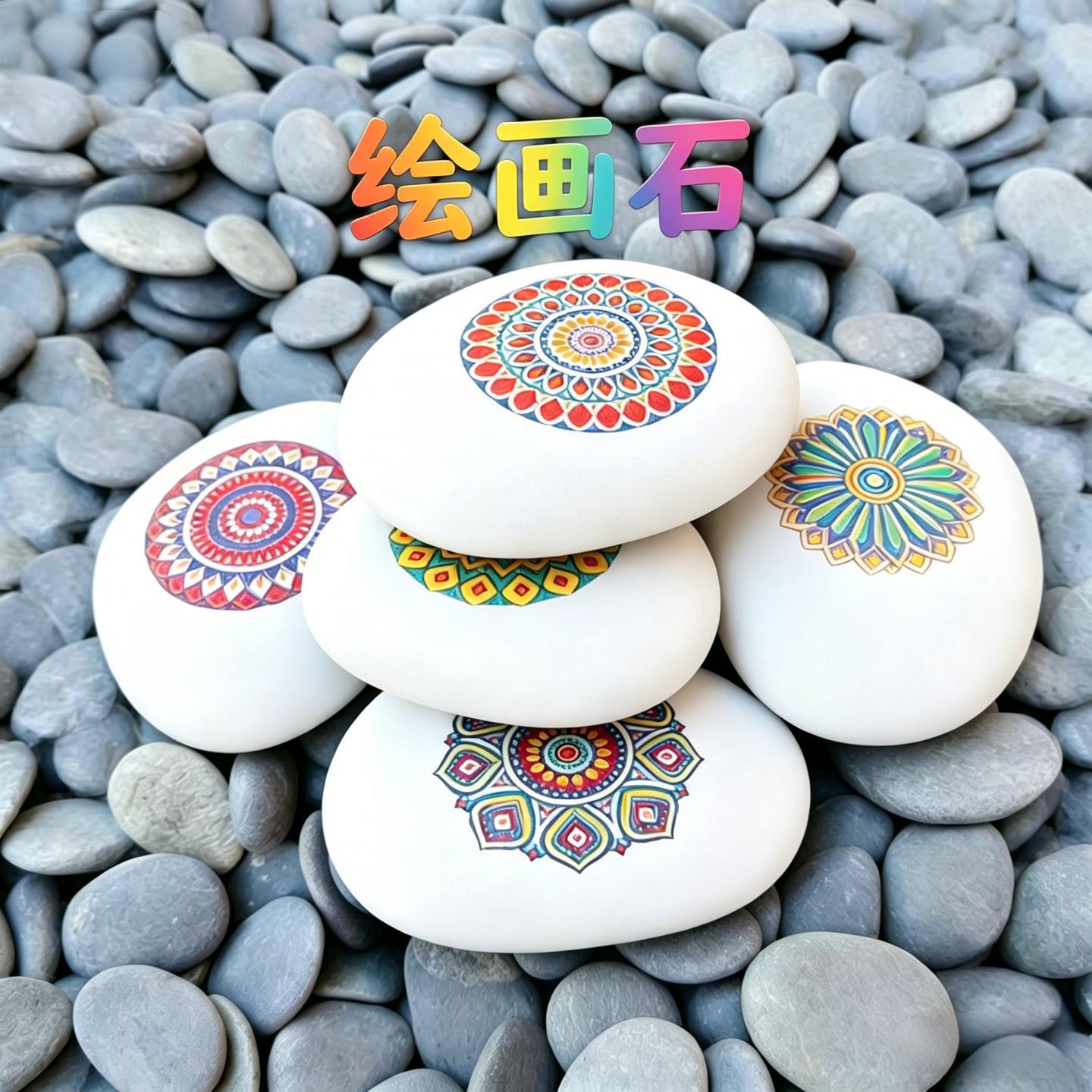 绘画石头画材料包涂白底的石头白色鹅卵石diy石画画用石亲子手工