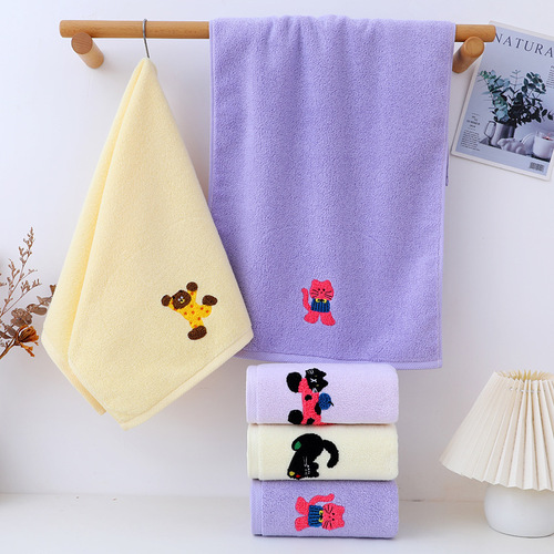 Cross-border cartoon embroidered cotton towel couple face towel cartoon cat cotton face towel hand towel cotton face towel