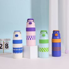 跨境316不锈钢弹跳杯高颜值真空提手保温杯学生便携随行运动水壶