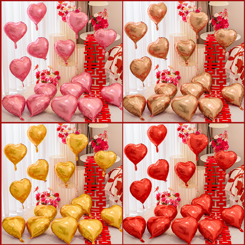 Love Aluminum Film Balloon Valentine's Day Pink Floating Engagement Romantic Scene Layout Wedding Proposal Heart-Shaped Decoration