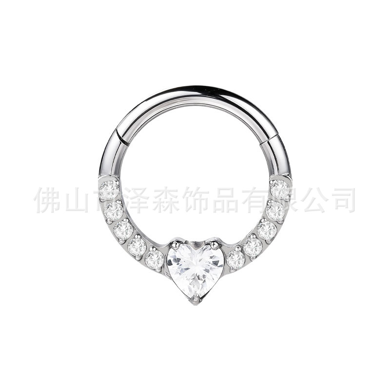F136 Titanium Alloy Nose Ring with Diamonds - Seamless Nose Stud Hypoallergenic Body Piercing Jewelry detail image 7
