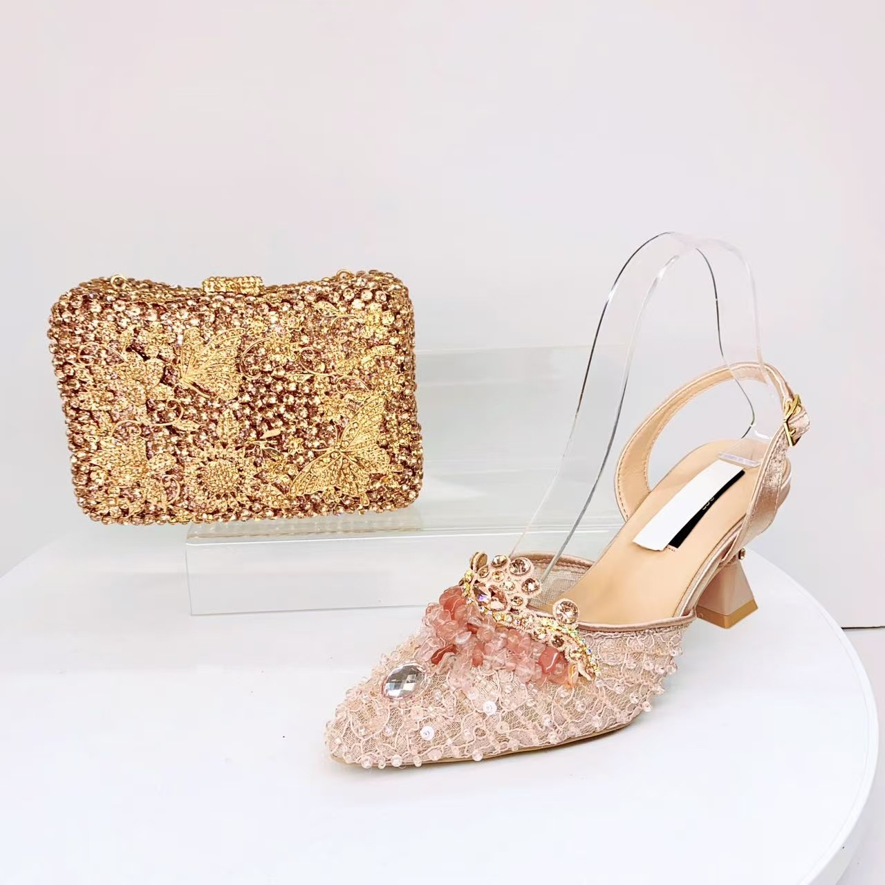 Diamond Encrusted Lace Pointed Toe Stiletto Sandals Italian Design Women's Shoes For Weddings Lady Footwear_voghion.com