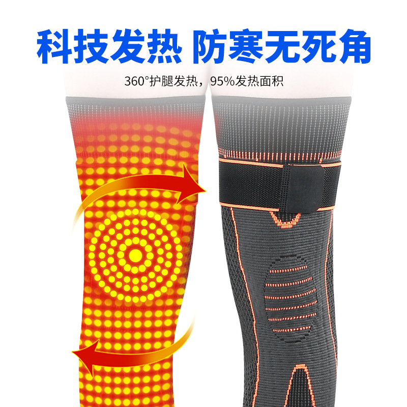 Venta al por mayor con cordones rodillera extendida para hombres y mujeres deportes rodilla conjunta manga protectora pierna soporte autocalentamiento cálido a prueba de frío