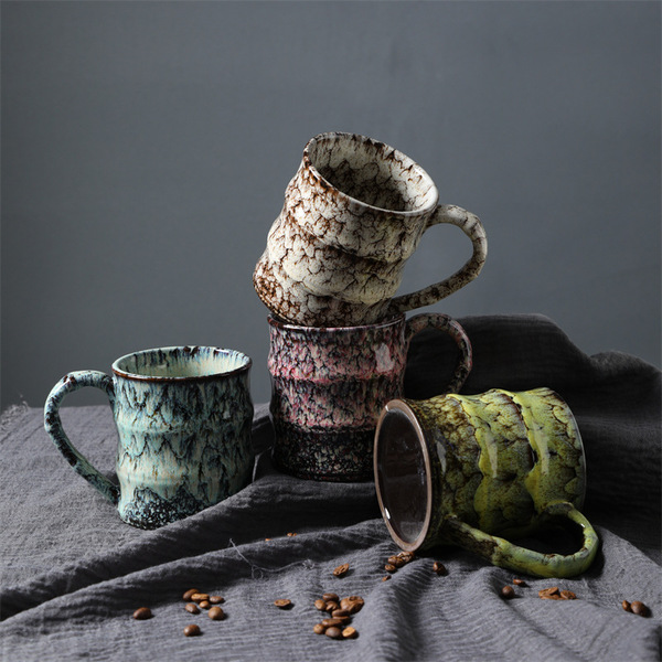 Large capacity ceramic mug kiln-changing water cup creative coffee…