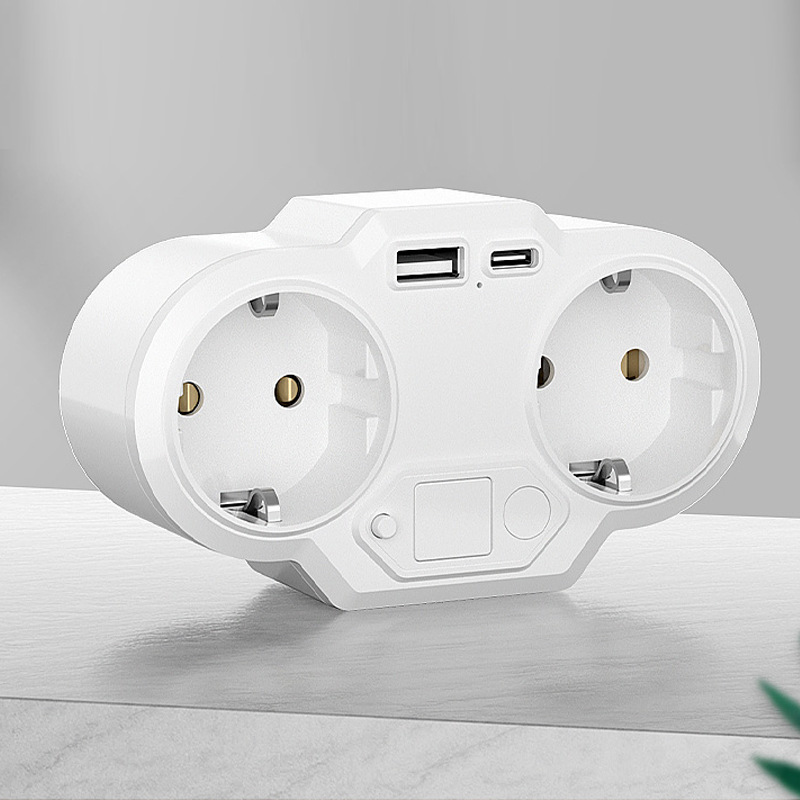 厂家直销欧标一转二墙壁插座德标USB置物架扩展插座德标跨境排插