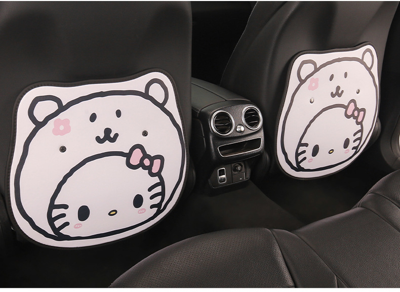 Cute Cartoon Chair Back Anti-Kick Pad for Little Cat Lady Car Seat Back Anti-Stain Pad Long and Short Two Styles Available