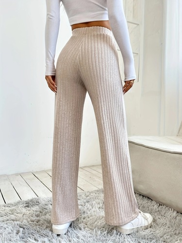 Women's Casual Cross-Border Amazon European and American Women's Clothing Elastic High-Waisted Loose Trousers Wide Leg Pants