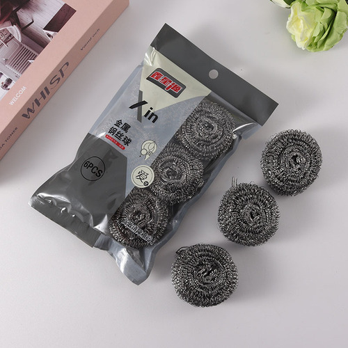 72g 6-pack cleaning balls, kitchen decontamination cleaning brush, 6-pack pot and bowl steel wire balls wholesale
