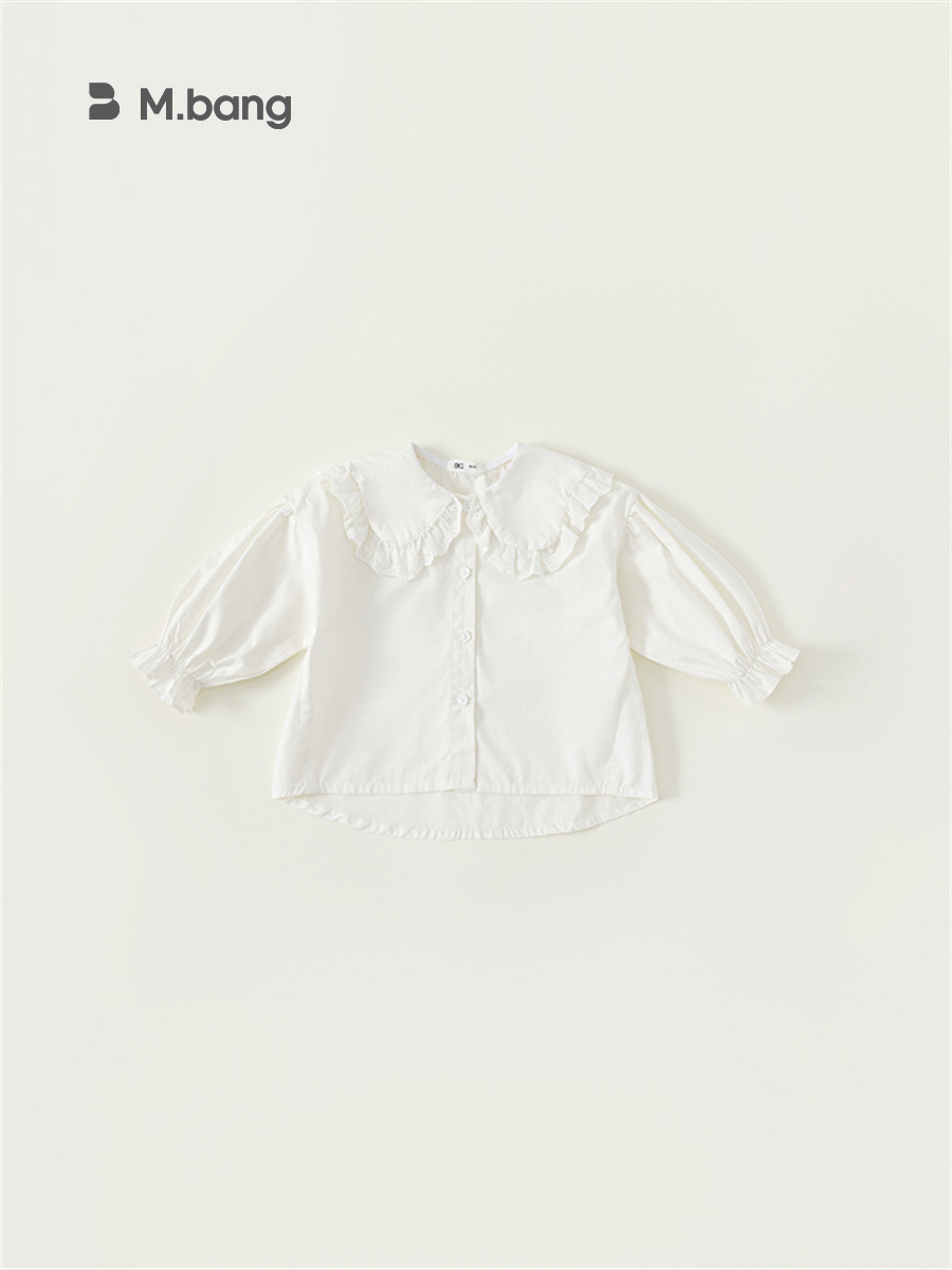 Babycity camisa para niños estilo coreano camisa de cuello de encaje para niñas camisa blanca para niños CY23011
