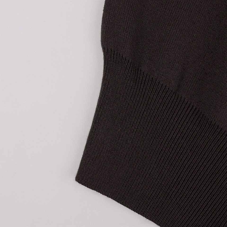 Áo khoác cardigan len dệt kim cổ đứng khóa kéo hai chiều dài tay — Màu nâu cà phê, Màu trắng, màu đen, màu đỏ chi tiết 36