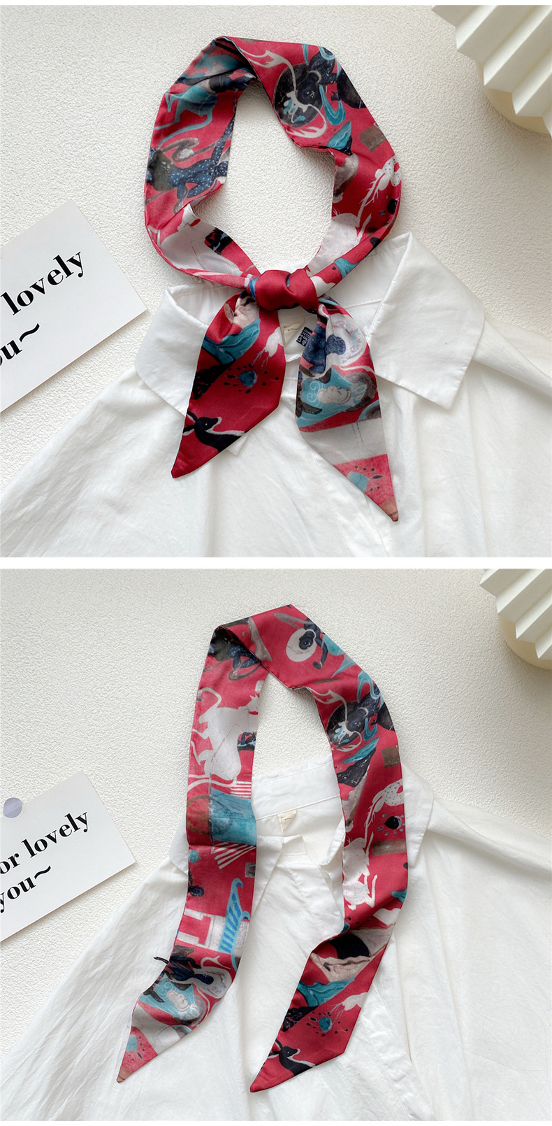 Winter, Summer, Spring Season Women'S Gender Sweet Style Women's Sweet Oil Painting Polyester Silk Scarves