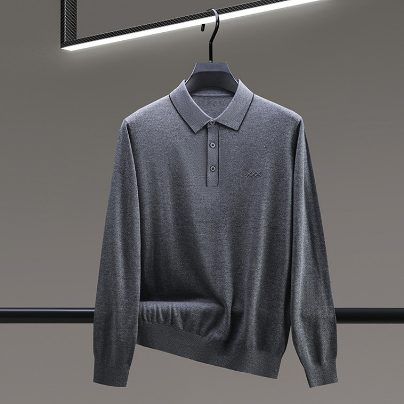 Lapel Knitwear Men's 2025 Autumn and Winter New Men's Bottoming Shirt Loose Version Containing Wool Casual Knitwear Men's Tops