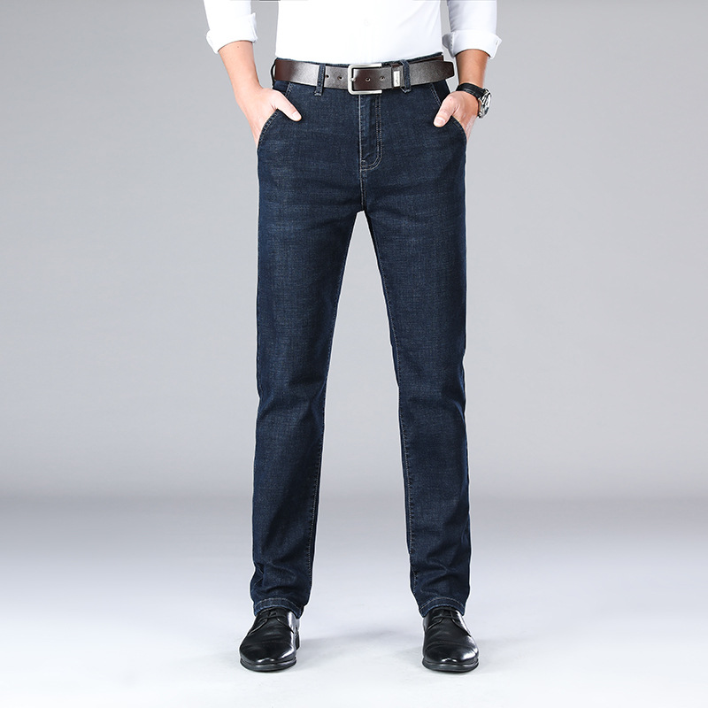 Business jeans, spring and autumn style, casual everyday high-waisted straight leg loose wide leg deep crotch men's pants, stretchy spring