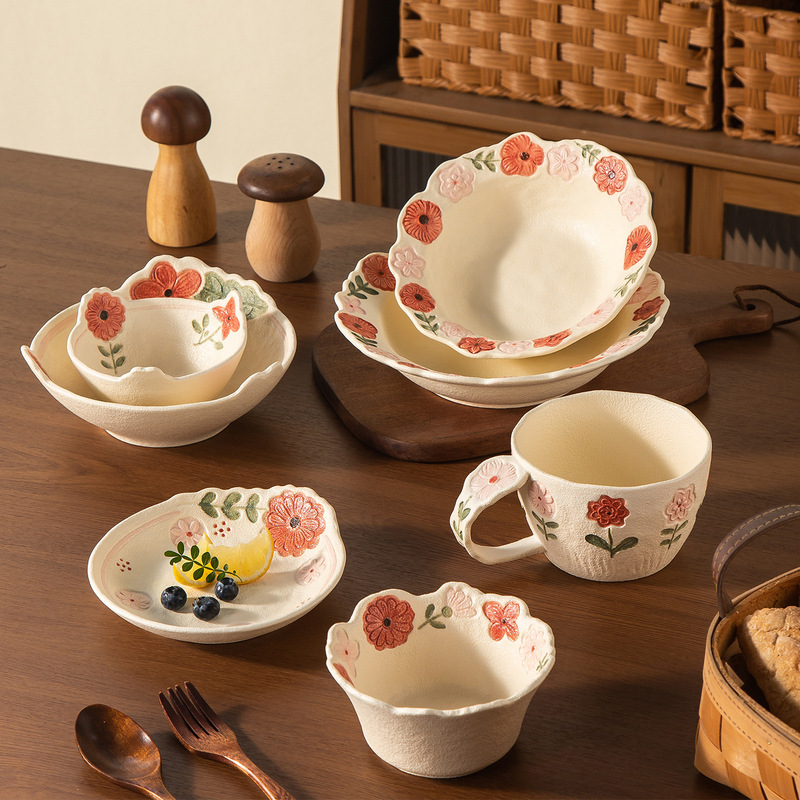 High-Temperature Porcelain Soup Bowl, Daily Dining Ceramic Bowl and Chopsticks, Cold Noodle Bowl and Plate, Coffee Cup, Bathtub Bowl, Microwave Heating Bowl