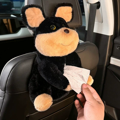 Seat Back Hanging Paper Box: Car tissue box/set - sitting-bee-dog-tissue-box