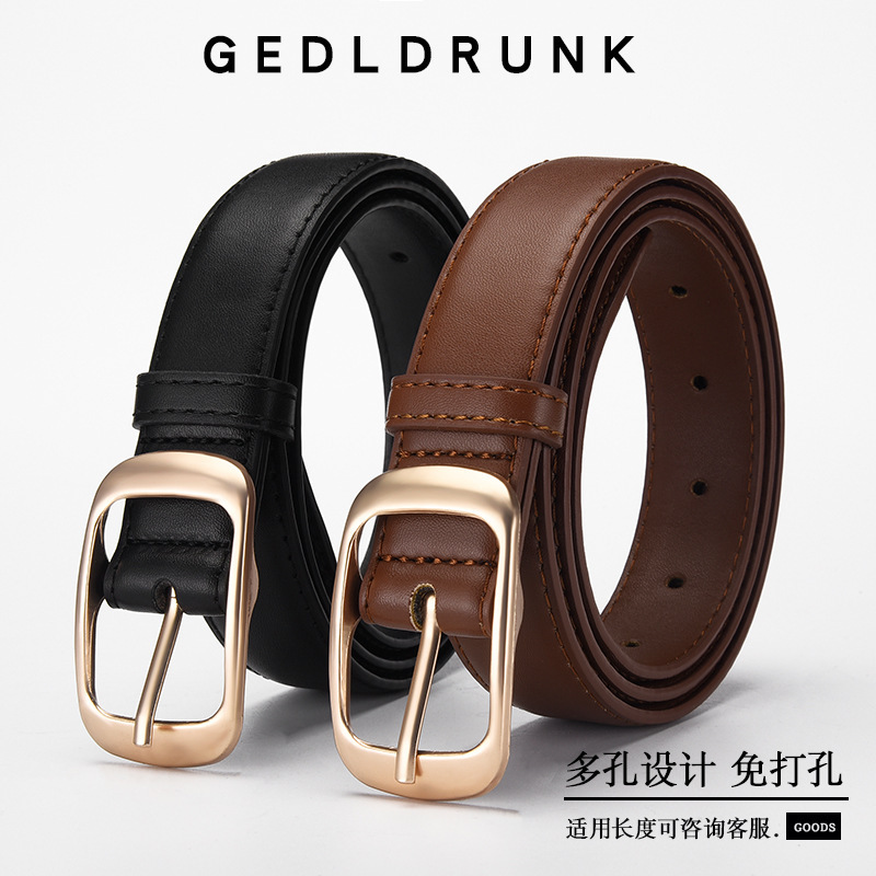 Women's New Alloy Belt for Jeans, Casual Women's Fashion Versatile Waist Belt, Black Decorative Women's Belt