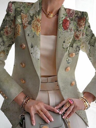Foreign Trade Cross-Border  Autumn eBay Amazon European and American Women's Fashion Print Evening Gowns Tailored Small Coats