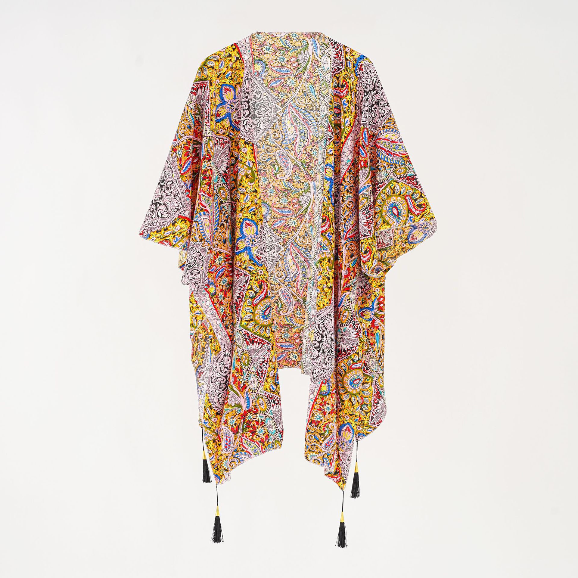 Cárdigan de longitud media con flor de anacardo retro para mujer, chaqueta de bikini para mujer, estilo europeo y americano, 2024 image 7