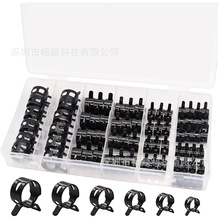 跨境72pcs盒装 黑色65锰钢日式卡箍燃油管弹性抱箍7-18mm组合套装