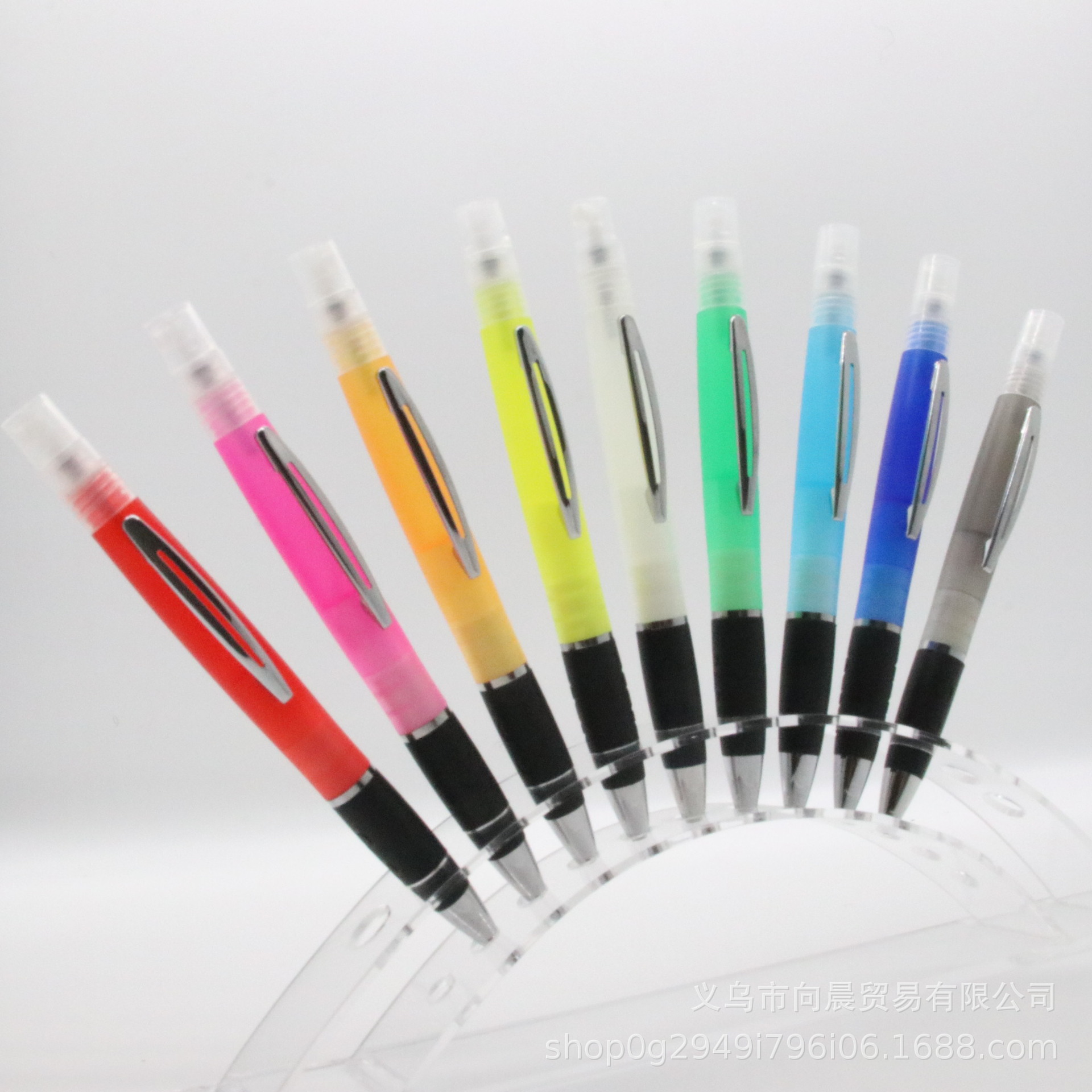 Papelería creativa desinfección spray pluma portátil mano desinfectante libre perfume alcohol embalaje bolígrafo