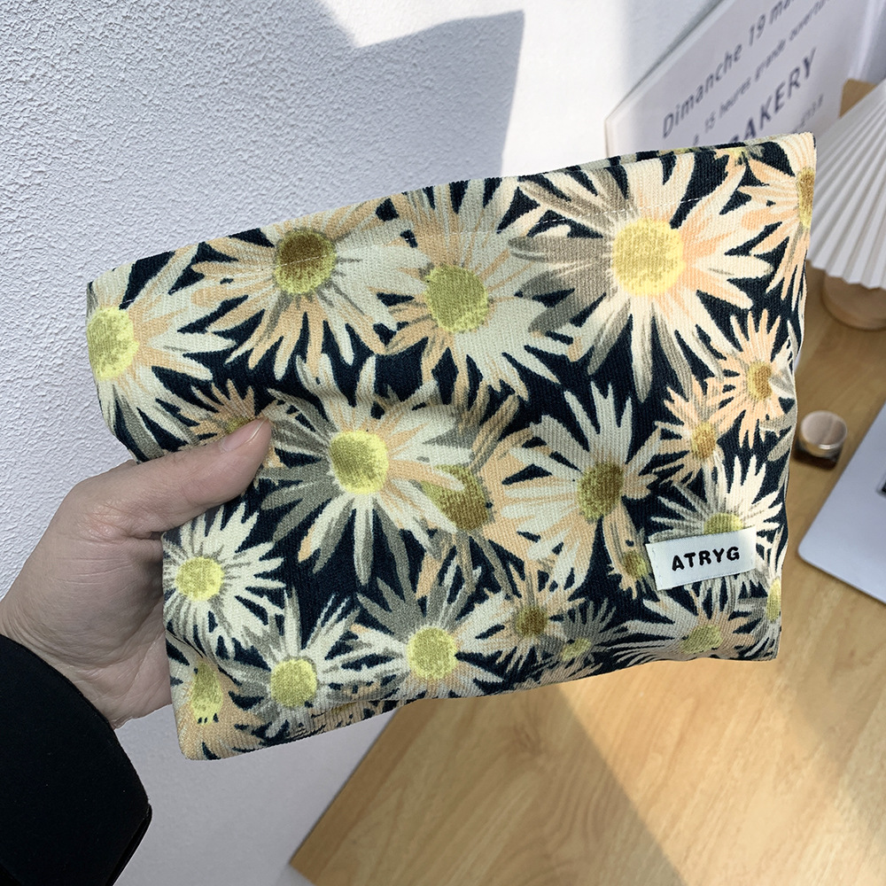 Fresca pequeña bolsa de maquillaje de flores de viaje portátil de gran capacidad bolsa de almacenamiento de lápiz labial de maquillaje bolsa de mano