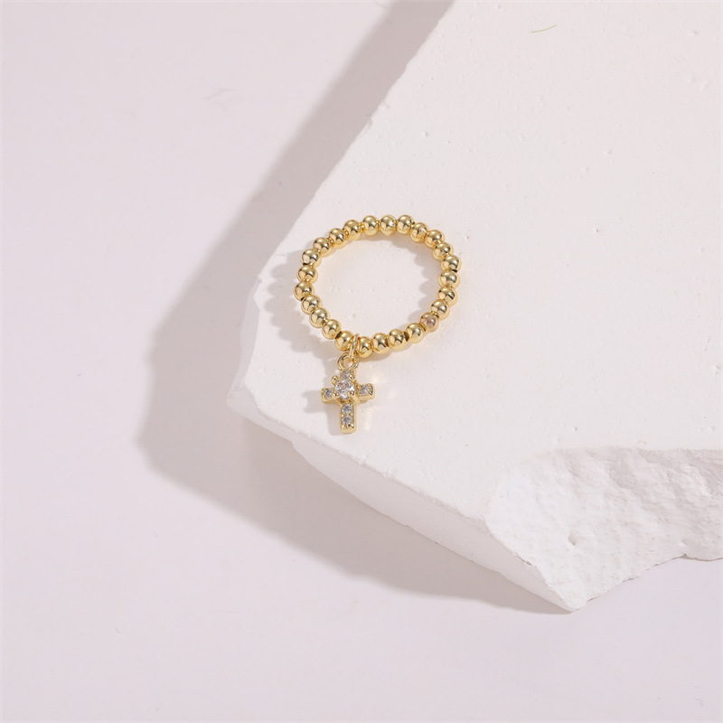 Fashion Cross Copper Plating Inlay Zircon Rings 1 Piece