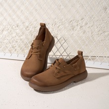 英伦风复古真皮小皮鞋女头层牛皮软底单鞋2025春季新款平底休闲鞋