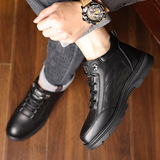 Прямые продажи с фабрики, зимние бархатные теплые хлопковые туфли для мужчин, повседневная мужская обувь для пап среднего возраста из натуральной кожи с высоким берцем и мягкой подошвой