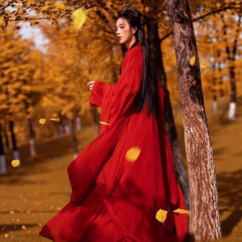 Red Wei-Jin Style Hanfu for Women, Ethereal and Fairy-Like Ancient Costume with Large Sleeves, Traditional Wide-Sleeved Flowing Fairy Skirt Hanfu Set Red Wei-Jin Style Hanfu for Women, Ethereal and Fairy-Like Ancient Costume with Large Sleeves, Traditional Wide-Sleeved Flowing Fairy Skirt Hanfu Set