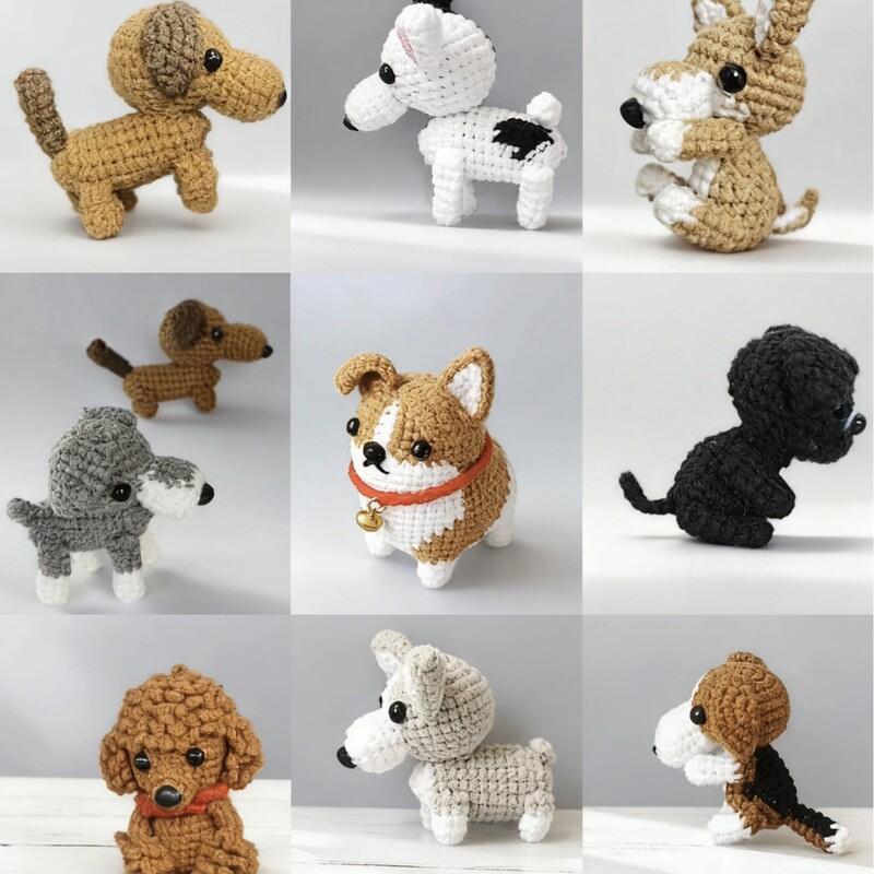 Knitted Wool Doll Corgi Beagle Shiba Inu Bulldog Puppy Dachshund Animal Pendant