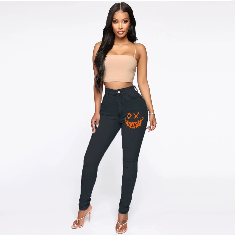 Джинсы с европейским и американским принтом джинсы женские брюки карандаш сексуальная JN02-256