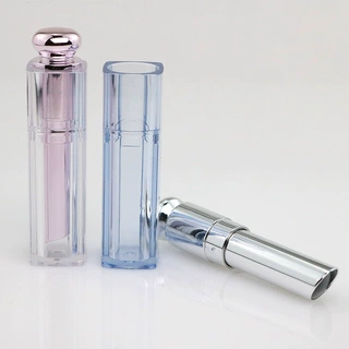 1.1mm半透粉管方形变色润唇膏管3g包材拔插式口红管塑料彩妆定制