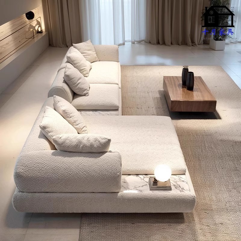 Mini estilo italiano gran sala de estar sofá luna villa de viento de crema de viento de viento silencioso moderno sofá de tela para dos personas