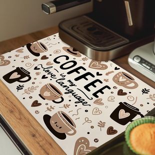 咖啡機瀝水墊廚房桌面餐具隔熱墊吧台台面硅藻泥寵物墊