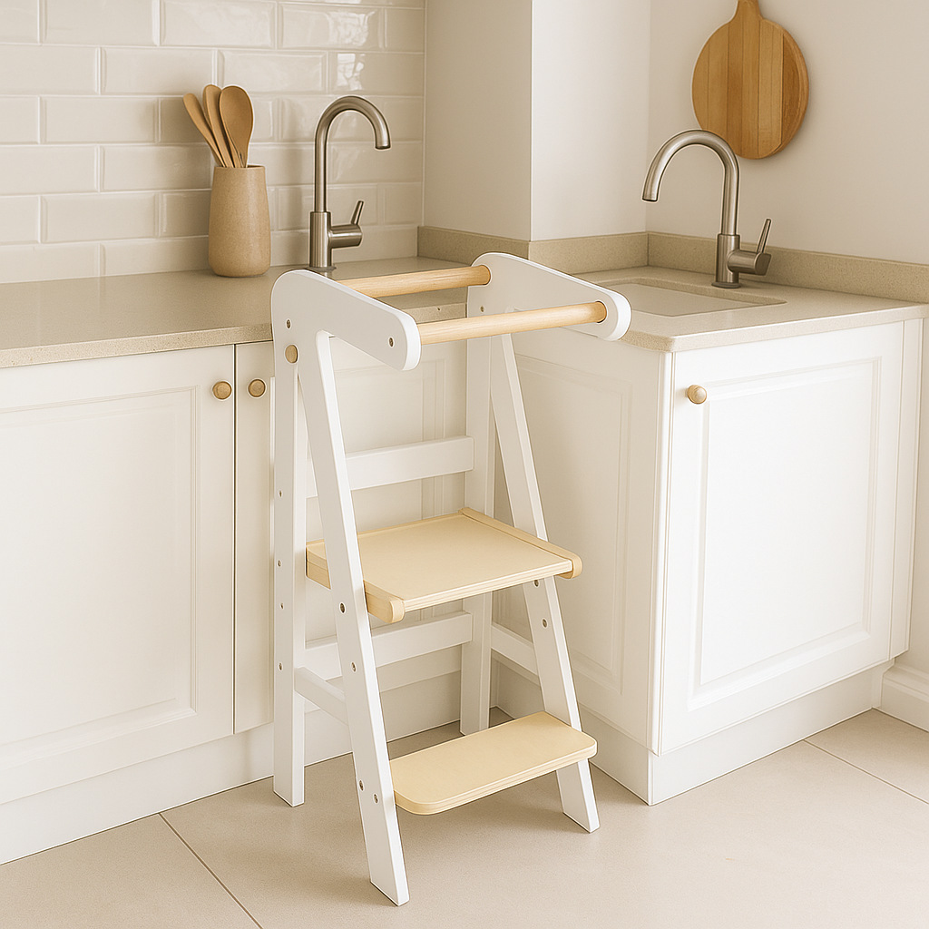 Wooden Children's Ladder Stool Baby Hand Washing Stool Wooden Learning Tower Children's Step Stool Multi-Functional Foldable Children's Stool